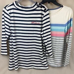 Talbots Mock Neck Crew Neck Striped Medium Weight Long & 3/4 Sleeve Tee Petite M